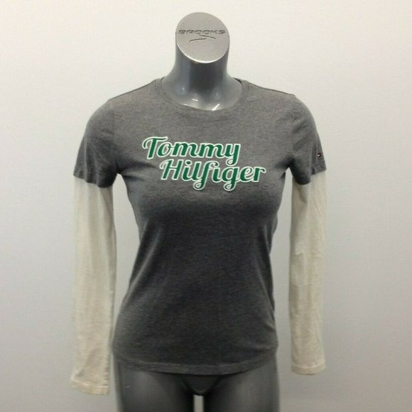 Tommy Hilfiger Long Sleeve Tee Women's Small Gray - Picture 1 of 8